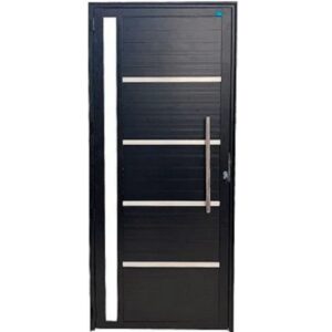 Porta Lambril de Alumínio Preto com Friso e Vidro Lateral Linha Premium 25