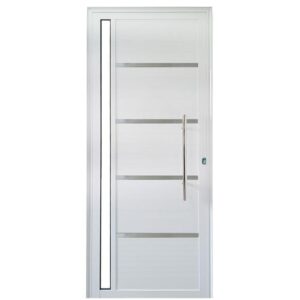 Porta Lambril Branca com Vidro, Friso e Puxador